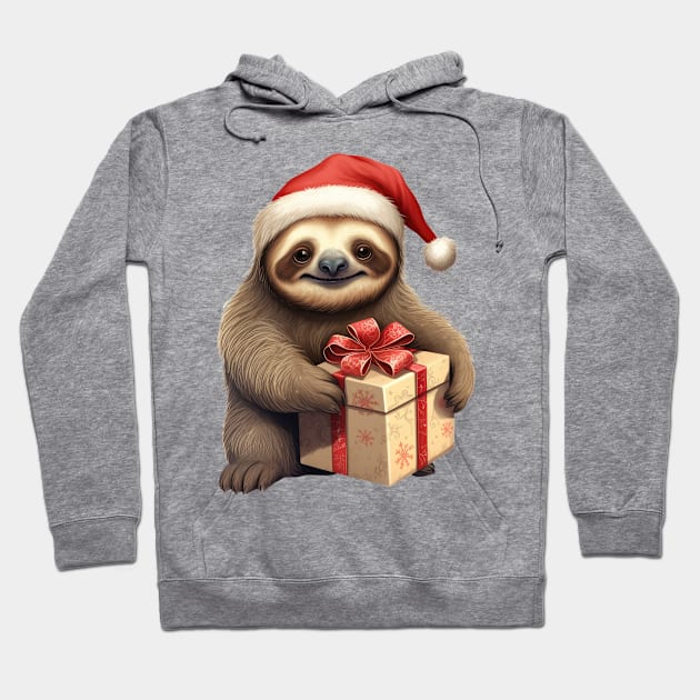 Baby Christmas Sloth With Gift Hoodie by Chromatic Fusion Studio